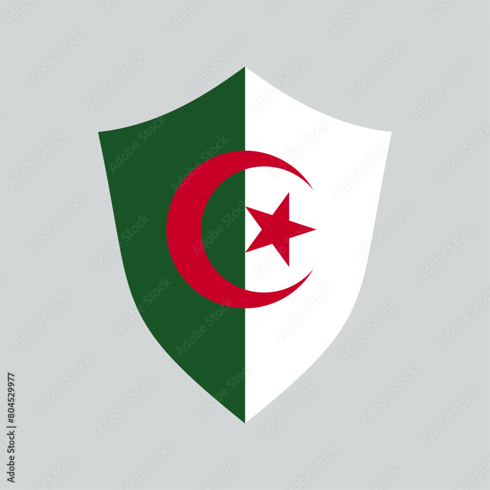 Algeria Flag in Shield Shape Icon Algeria Flag in Shield Shape Icon