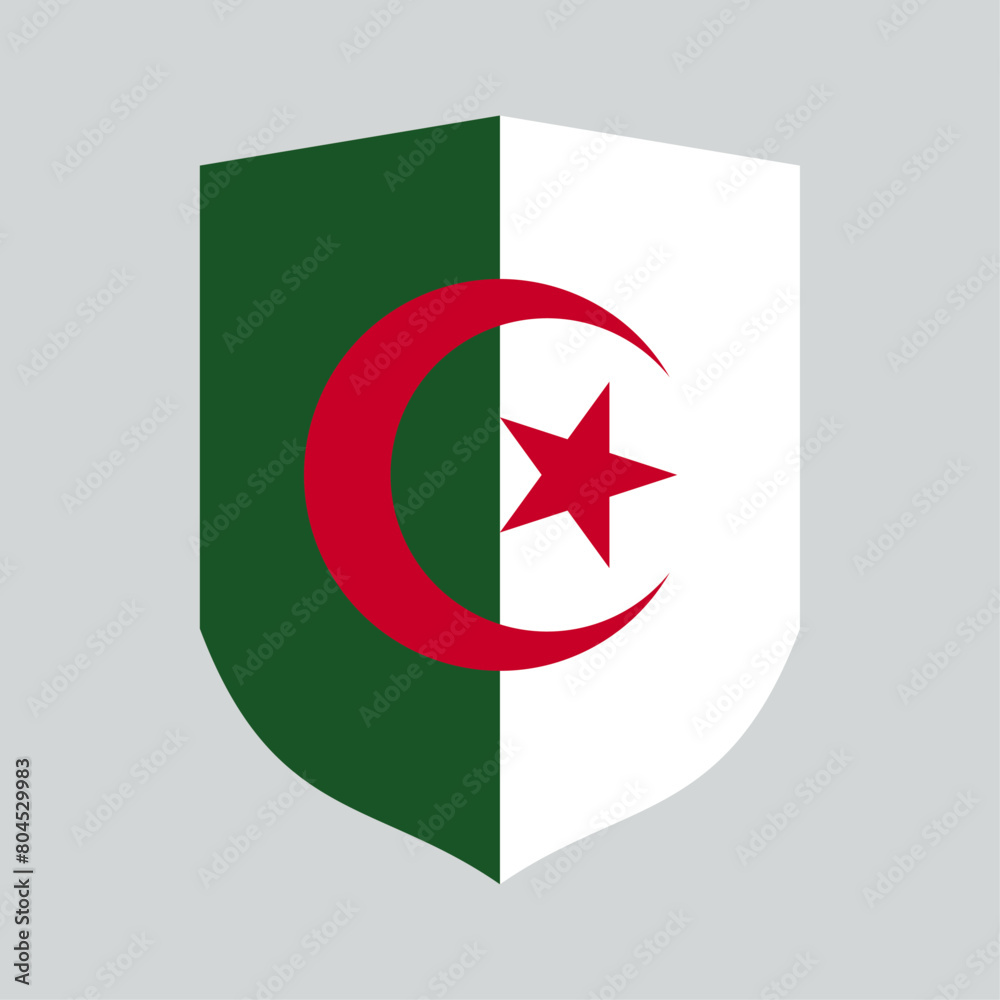 Algeria Flag in Shield Shape Icon Algeria Flag in Shield Shape Icon