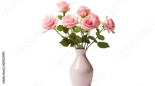 Wallpaper Mural Delicate Pink Rose Flower in Transparent Vase on Isolated Background, Symbolizing Romance and Elegance, Perfect for Anniversary and Celebration Gifts Torontodigital.ca