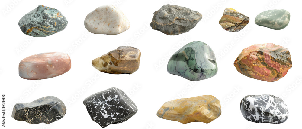 Сollection of stones PNG transparent background