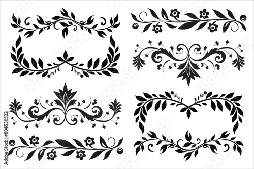 Vintage decorative flower ornamen Different Design silhouette bundle, flourish decorative ornament silhouette, retro decorative element vector clipart.