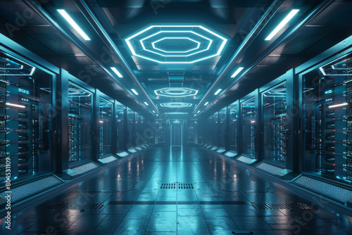 Futuristic Data Center Server Room