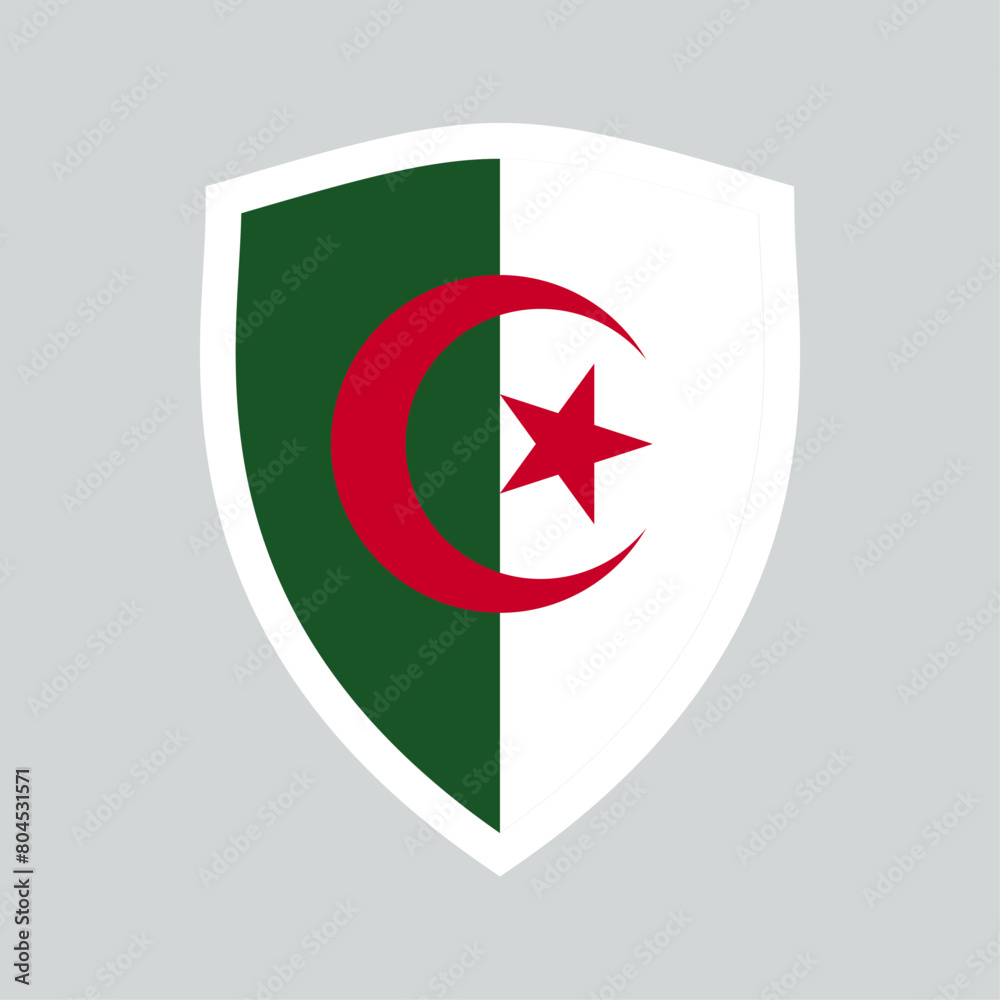 Algeria Flag in Shield Shape Icon Algeria Flag in Shield Shape Icon