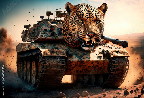 Tanks war transport military leopard. Generative AI, photo