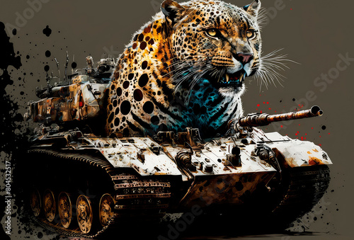 Tanks war transport military leopard. Generative AI, photo