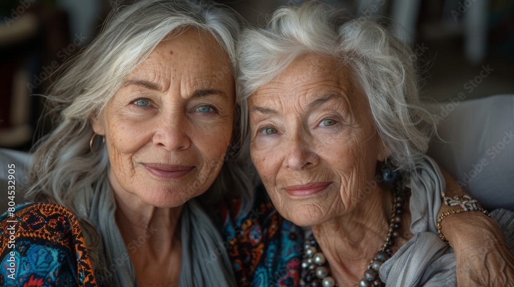 Portrait of Two Graceful Senior Women Sharing a Moment Full of Connection and Warmth Portrait of Two Graceful Senior Women Sharing a Moment Full of Connection and Warmth