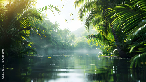 Seeking Serenity  Couple Embracing Tranquility in Lush Tropical Paradise - Photo Stock Concept