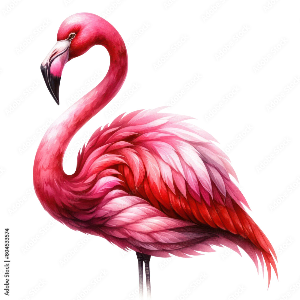 Fototapeta premium A pink flamingo with a black background