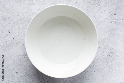 Top view of a white ceramic mixing bowl, Flat lay of ceramic batter bowl