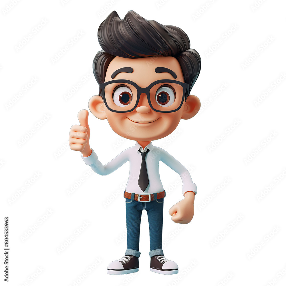 Happy businessman cartoon character with thumbs up