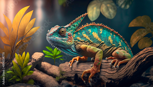 chameleon in nature. Generative AI, photo