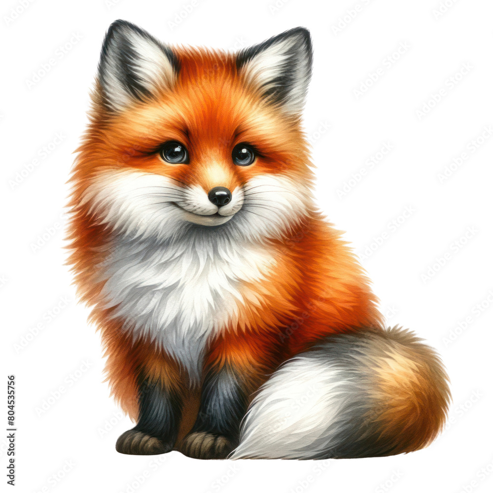 A cute cartoon fox with big eyes and a fluffy tail. A cute cartoon fox with big eyes and a fluffy tail.