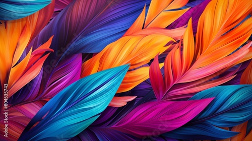 Vibrant and Colorful gradient Abstract Feathers as a Background or Wallpaper Design. © M.IVA