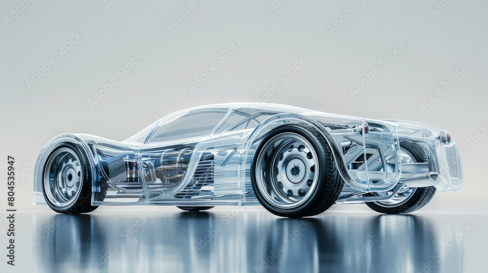 3D graphic representation of a transparent car.