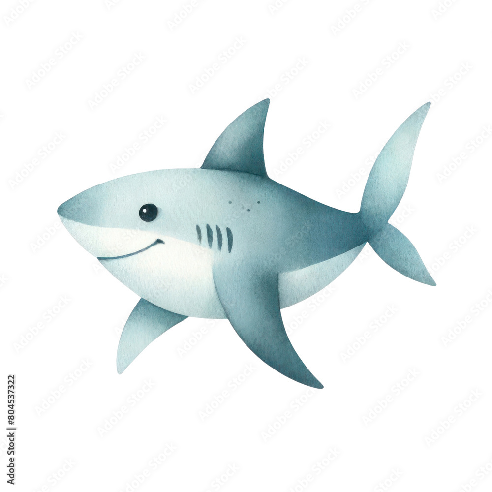 Obraz premium A cute cartoon shark with a friendly smile.