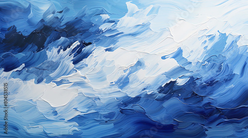 Beautiful Art of White and Blue Brush Stroke Artistic Curvy Acrylic Paint on Background