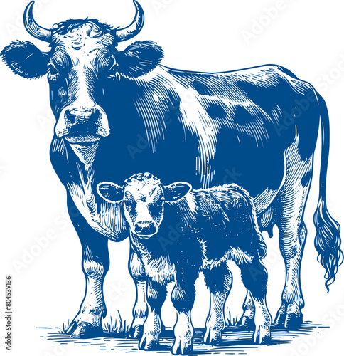Cow Vector illustration, Hand drawn sketch livestock vector illustration