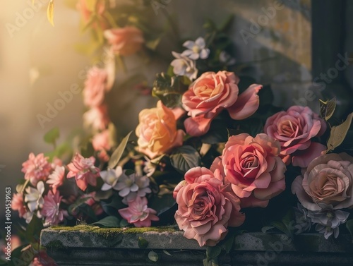 Captivating Bouquet of Vibrant Roses in Soft Afternoon Light