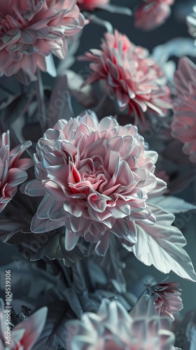 Captivating Close-Up of Lush and Delicate Pink Dahlia Flowers in Moody Cinematic Lighting