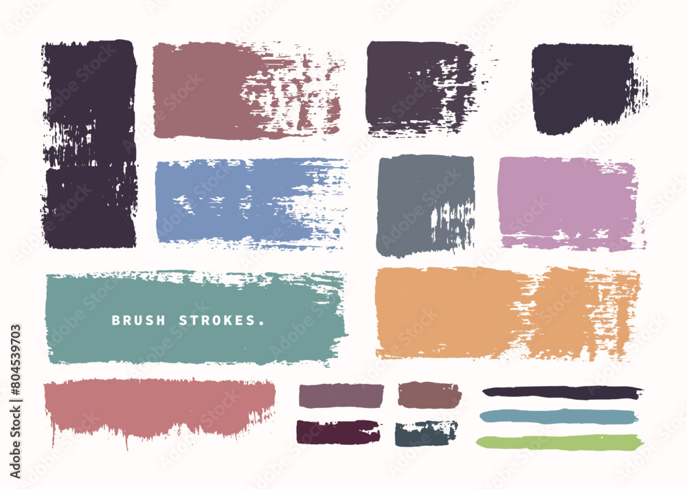 set of watercolor brush strokes set. grunge paint texture labels. Colorful painting strokes with rough textures. For artistic illustration.