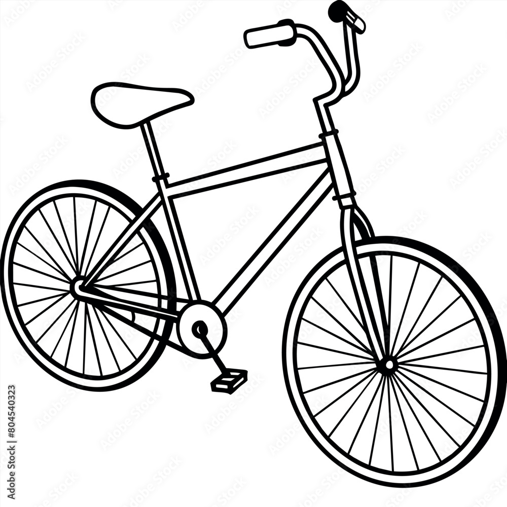 bicycle outline illustration digital coloring book page line art drawing