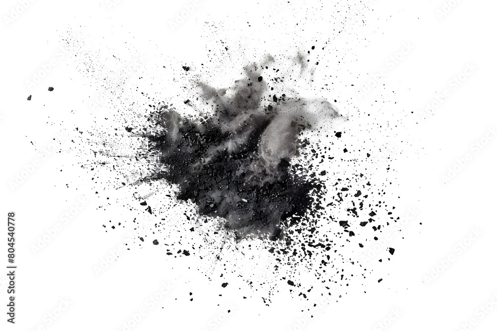 Dry soil explosion isolated on white background Dry soil explosion isolated on white background