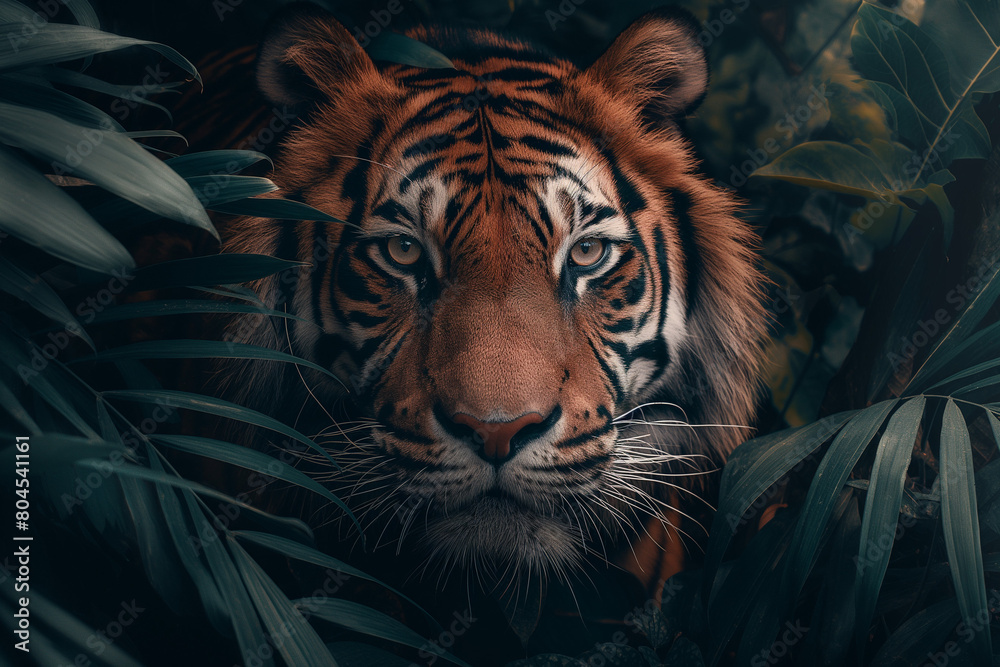 Close-up portrait of tiger in the jungle Close-up portrait of tiger in the jungle