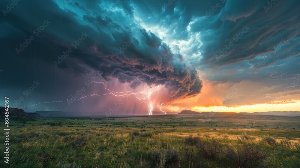 A stormy sky with a large cloud that is shaped like a funnel