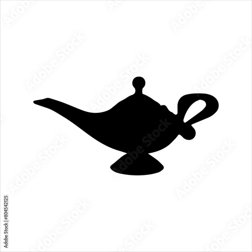 Aladin lamp silhouette isolated on white background. Aladin lamp icon vector illustration.