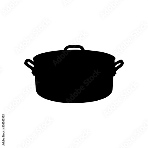 Black cooking pot silhouette isolated on white background. Pot icon vector illustration.