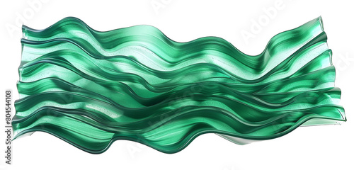 Emerald green wavy abstract texture, crisply isolated on white, high-definition capture.