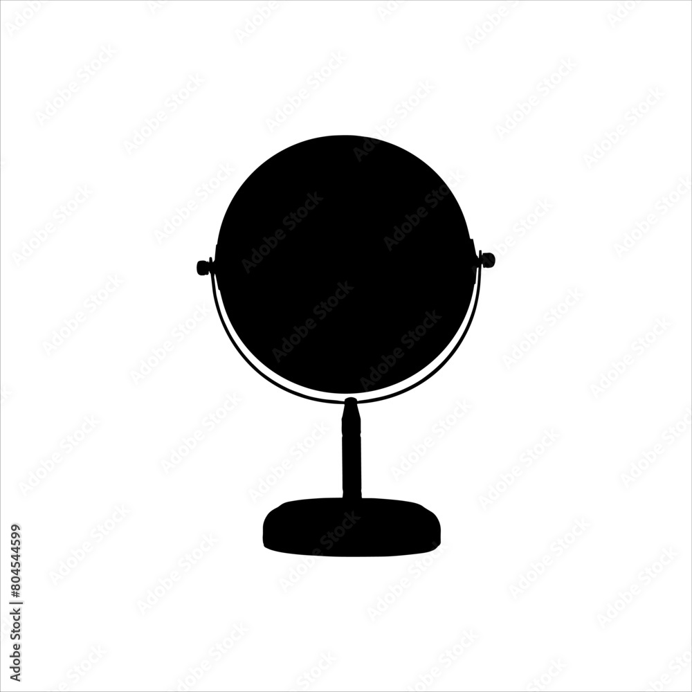 Round mirror silhouette isolated on white background. Mirror icon vector illustration.