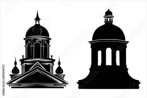 silhouette of the castle bundle set, Ancient castle silhouette bundle, Castle with towers fortified walls gates weather vanes and tiled roofs  