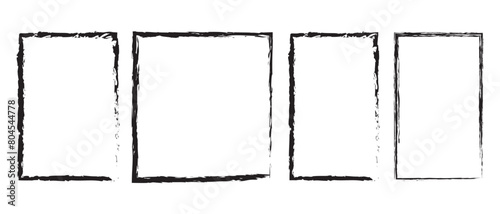 Black grunge rectangle frame isolated on white background. Abstract  grunge rectangle frame .  Retro  grunge rectangle frame. Grunge rectangles vector set.