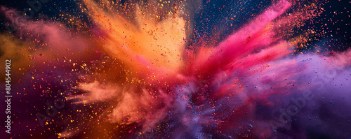 Explosion of colored powder abstract background, featuring dynamic movement © Kashif