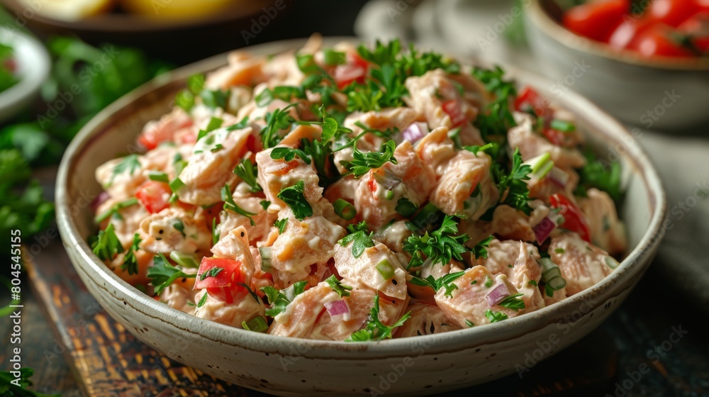 Fresh Homemade Tuna Salad with Herbs and Vegetables Fresh Homemade Tuna Salad with Herbs and Vegetables