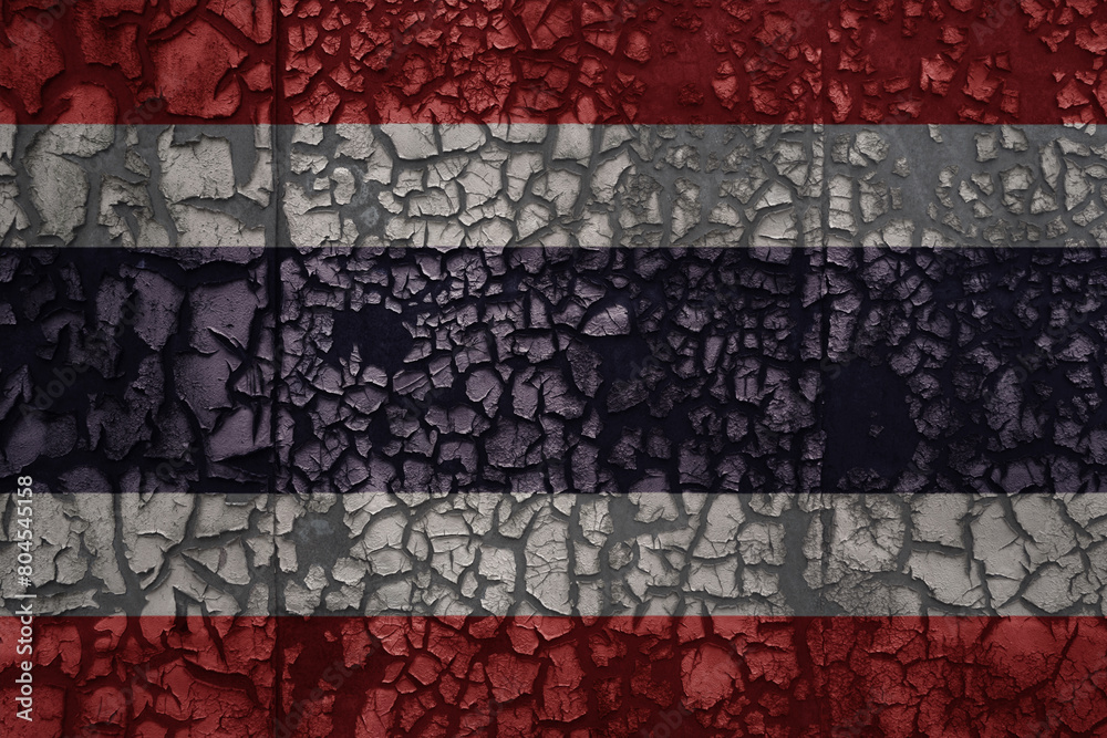 flag of thailand on a old grunge metal rusty cracked wall background