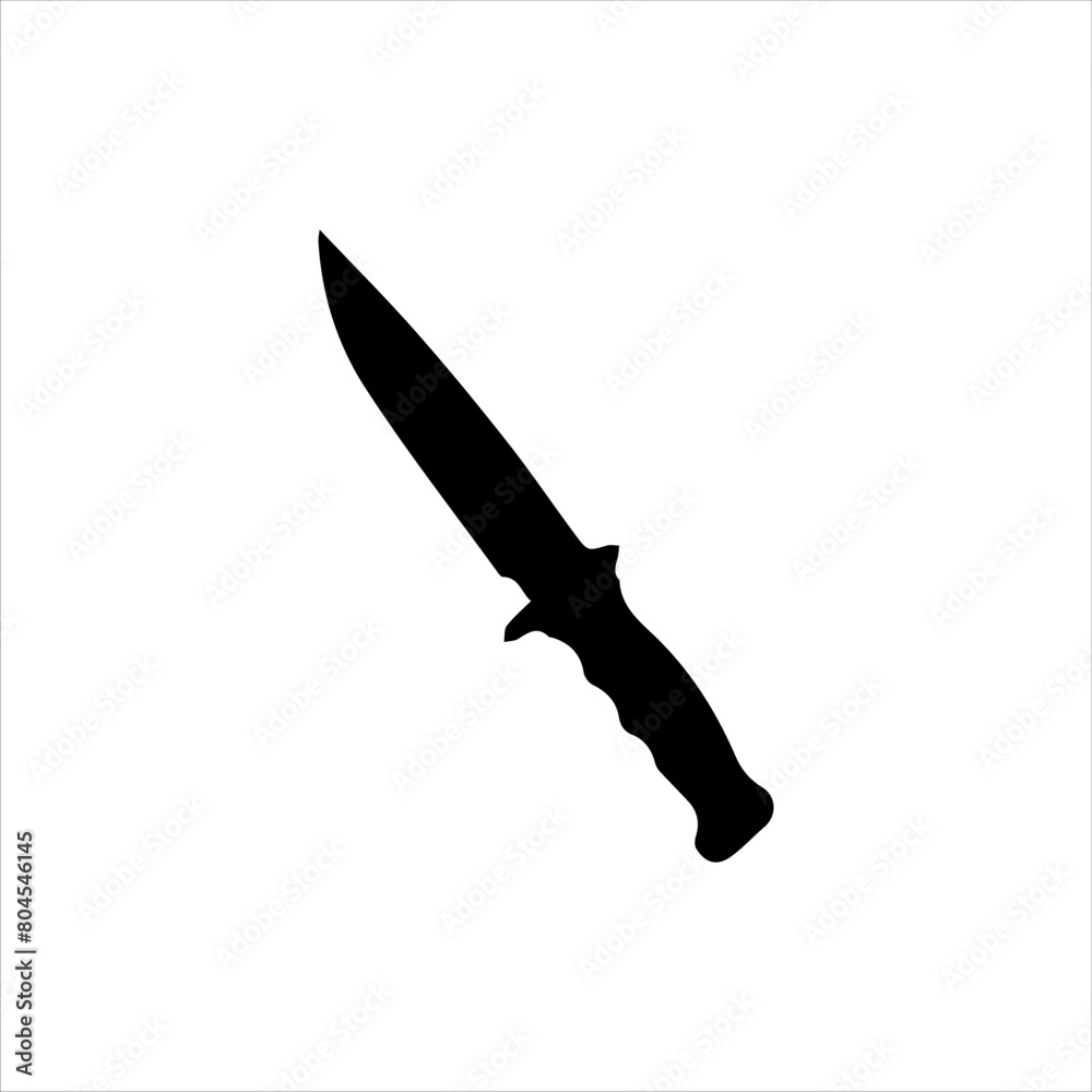 Survival knife silhouette isolated on white background. Knife icon vector illustration.