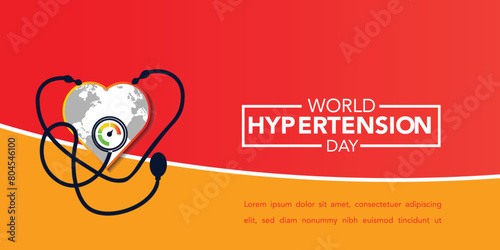Vector illustration on the theme of World Hypertension day observed on every year. Hypertension show High blood pressure . Banner poster, flyer and background design.