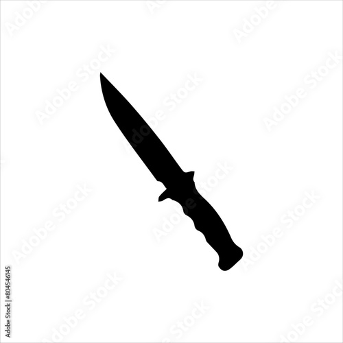 Survival knife silhouette isolated on white background. Knife icon vector illustration.