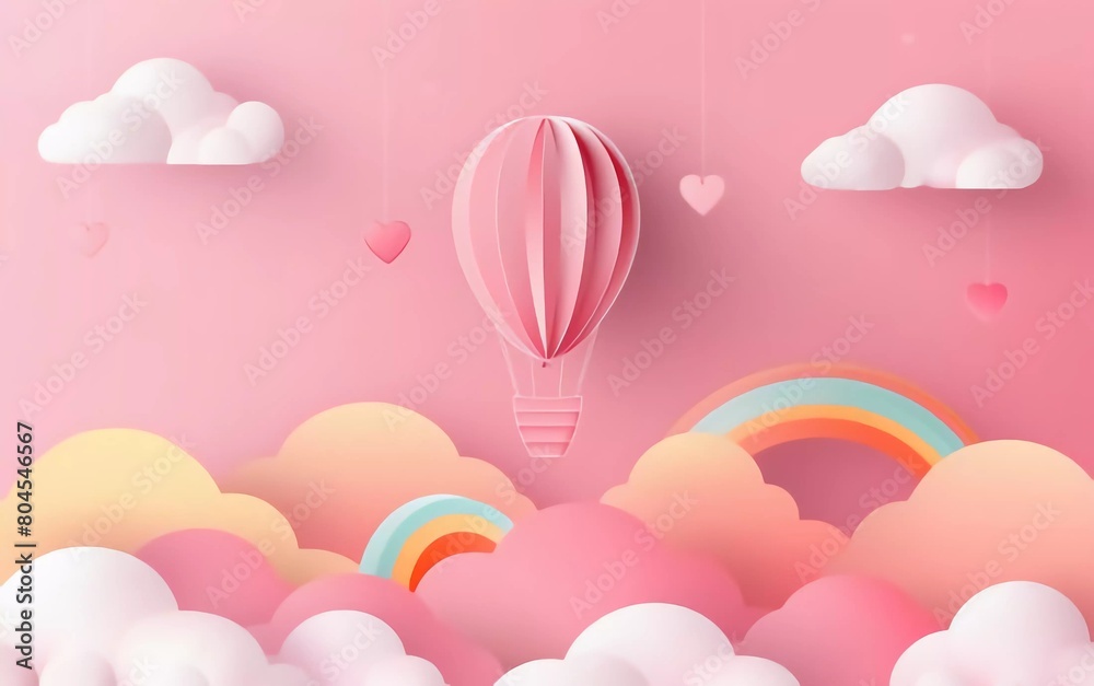 Kids, travel, travel, valentine's day sale header or voucher cute template with balloons, very beautiful rainbow hanging Kids, travel, travel, valentine's day sale header or voucher cute template with balloons, very beautiful rainbow hanging
