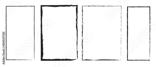 Grunge rectangles vector set. Black grunge rectangle frame isolated on white background.  Abstract  grunge rectangle frame .  Retro  grunge rectangle frame.
