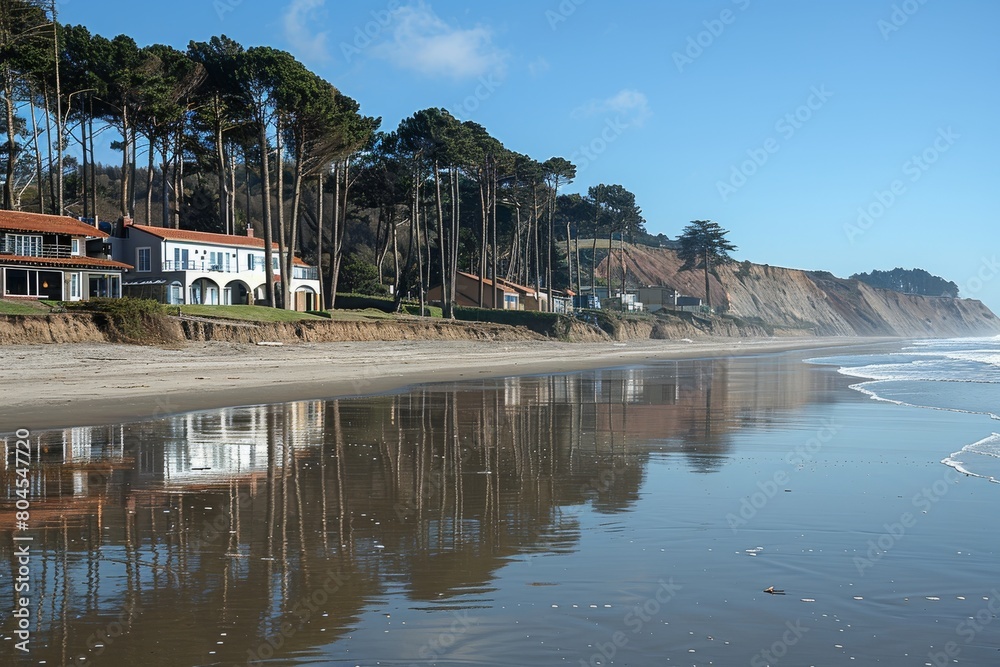 A View of a Beach With Houses on the Shore