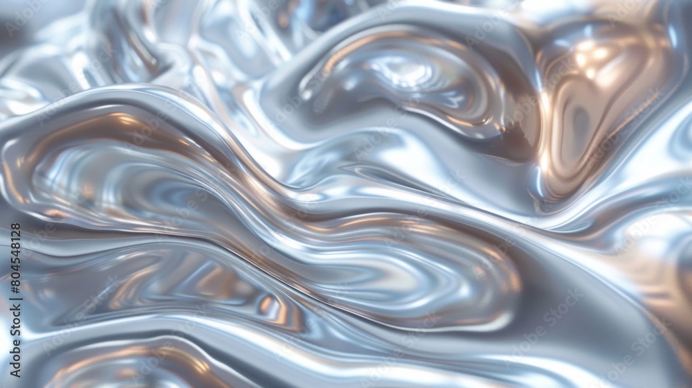 A close up of a shiny metallic surface with waves, AI A close up of a shiny metallic surface with waves, AI