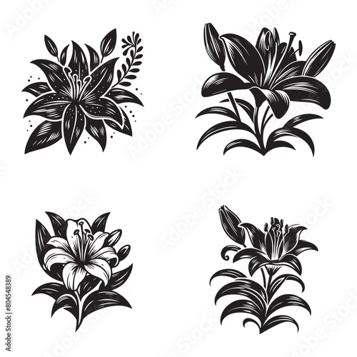 lily flower tropical vector sticker