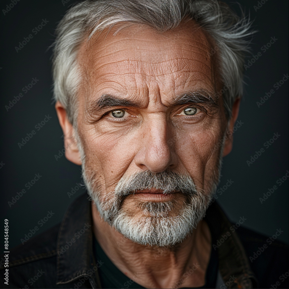 Obraz premium handsome elderly man 50-60 years old principle of appearance full face intelligent look 