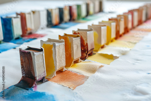 A lineup of watercolor deckle edge makers, each for creating handmade paper edges, on a white canvas. photo