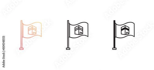 Makkah Flag icon design with white background stock illustration