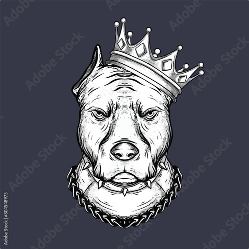 tattoo and t-shirt design black and white hand drawn dog with crown vector