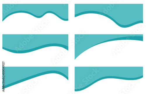Set of Template Dividers Shapes for Website. Curve Lines, Drops, Wave Collection of Design Element for Top, Bottom Page Web Site. Divider Header for App, Banners or Posters. Vector Illustration